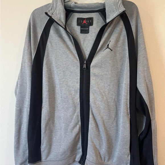 Jordan Jumpman Fleece Full Zip Hoodie Sweatshirt Grey Black Large - Picture 1 of 9